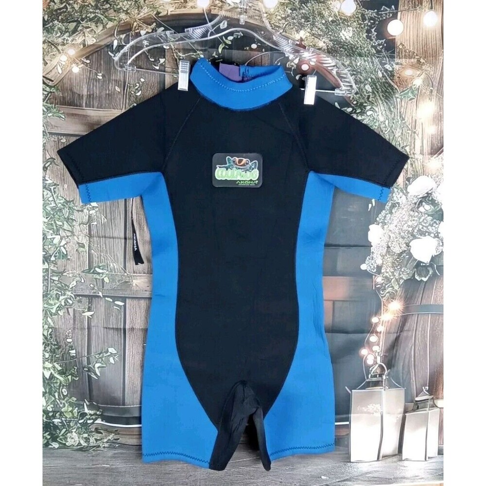 Kids Coolfrog Akona Wetsuit Size M Adverture Gear Blue/Black Zip